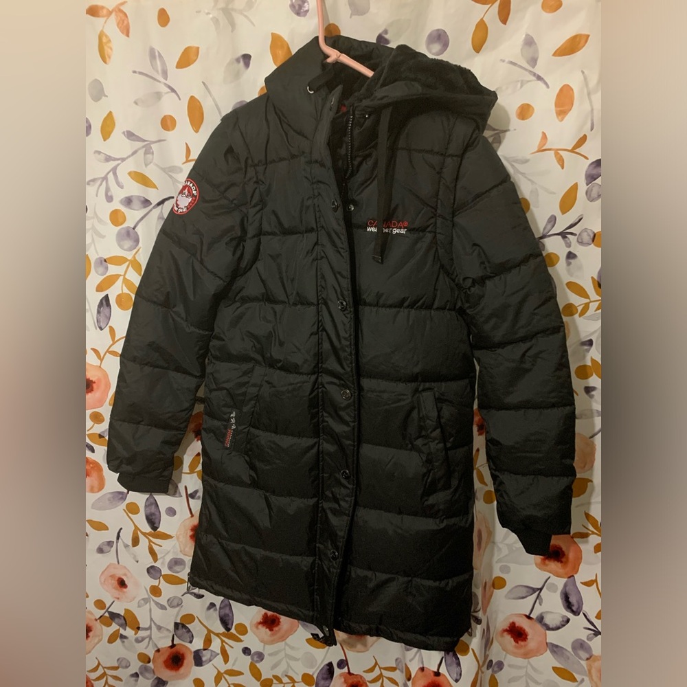 Black Quilted Hooded Long Puffer Coat - Women